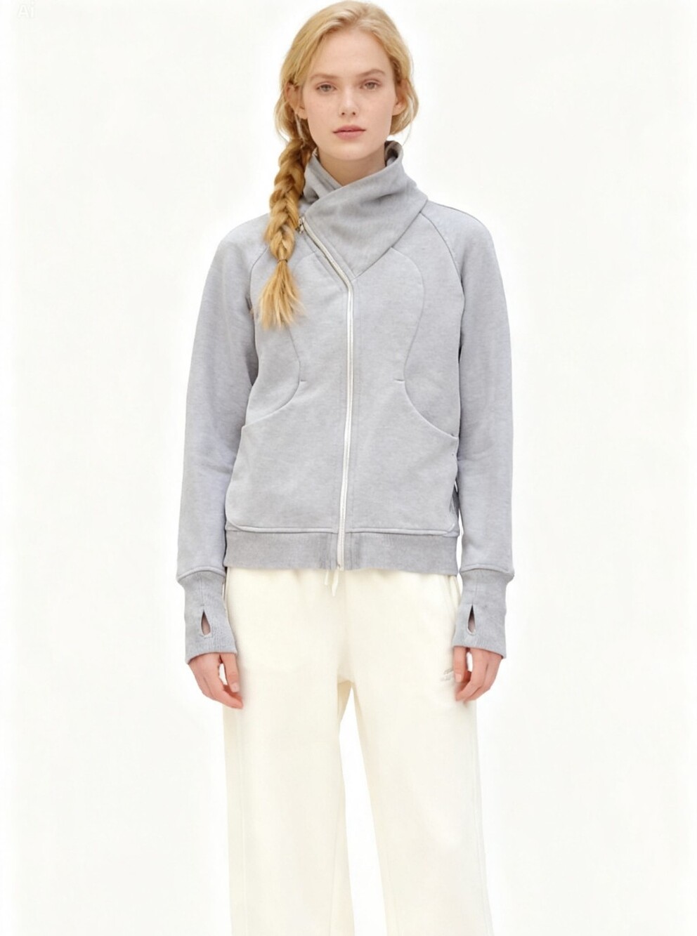 Lululemon Full-Zip Asymmetrical Scuba Jacket in Gray Size 8